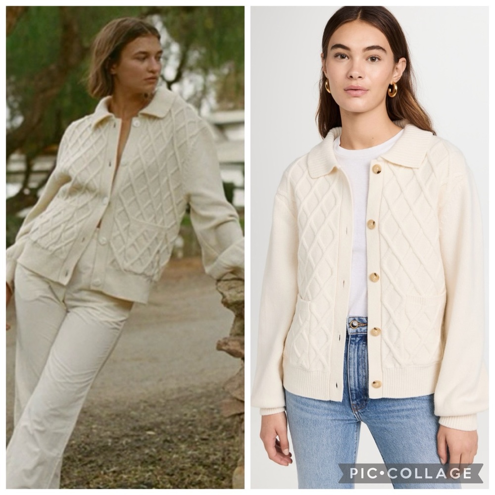Ciao Lucia Tomayo Cardigan Ivory 100% Merino Wool Cable Knit NWT XS - Picture 4 of 16